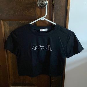 Dinosaur black crop top